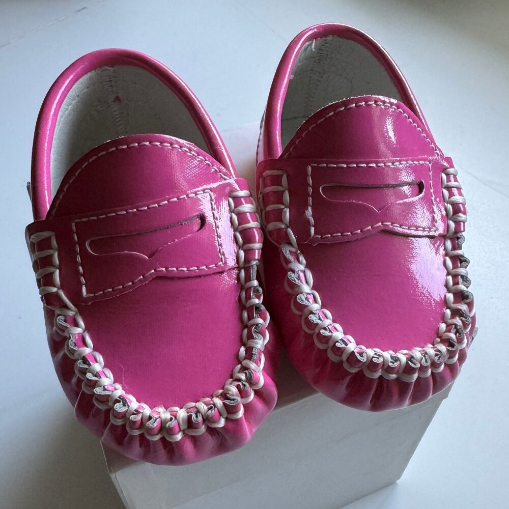 Ralph Lauren Pink Patent Leather Baby Moccasin Shoes